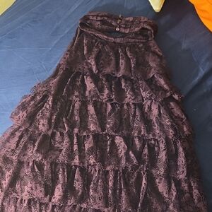 Kenar Lace Textured Dress in Deep Brown